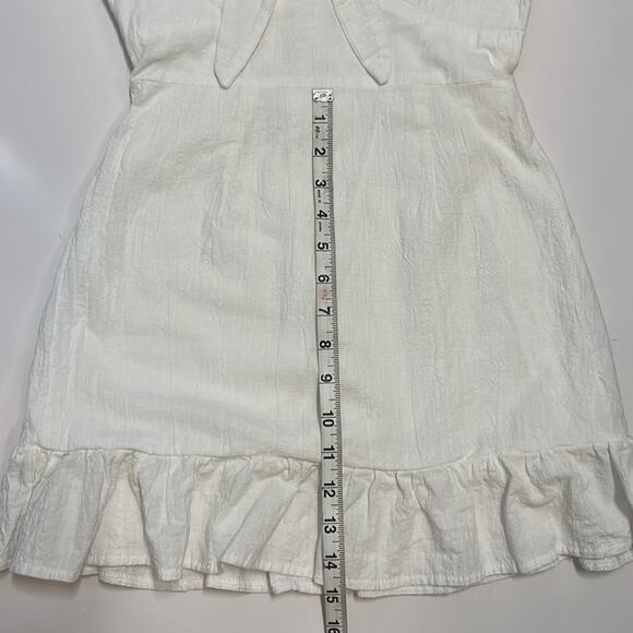 Wild Girls Tie Front Puff Sleeve Mini Dress in White - Picture 7 of 10